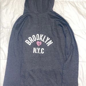 Thin long sleeve dark gray v-neck hoodie. Size small.